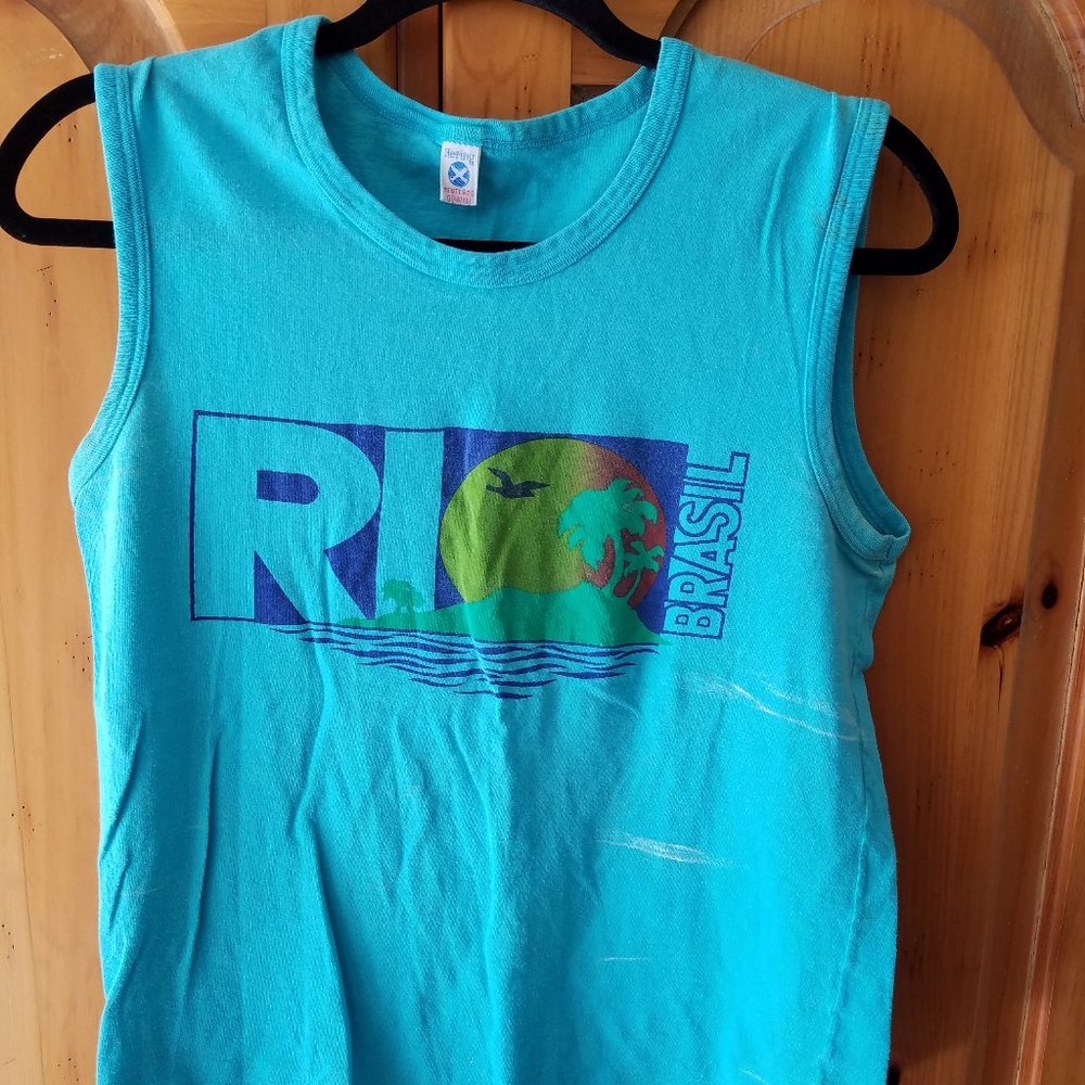 Vintage 80s Import single stitch Rio de Janeiro Brasil  Sleevless T-Shirt